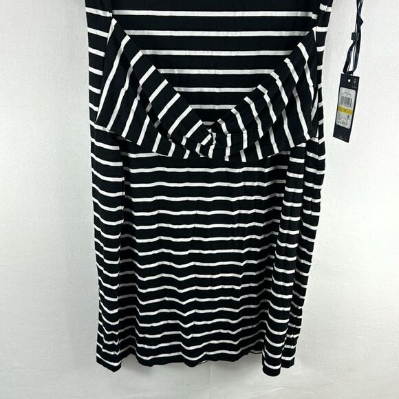 Tommy Hilfiger Boat Neck Twist Front Strip Dress- Black/White- Size M- NWT - Picture 4 of 7
